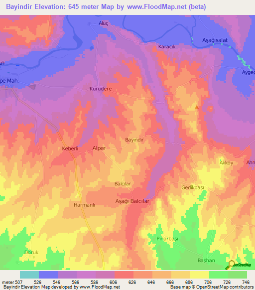 Bayindir,Turkey Elevation Map