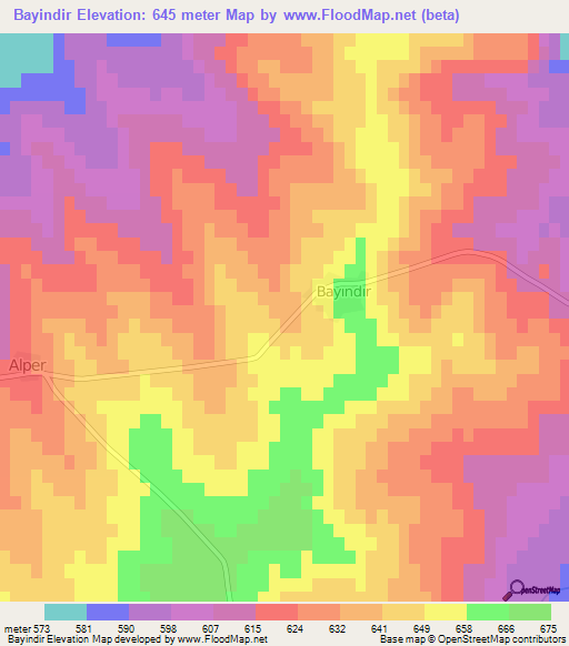 Bayindir,Turkey Elevation Map