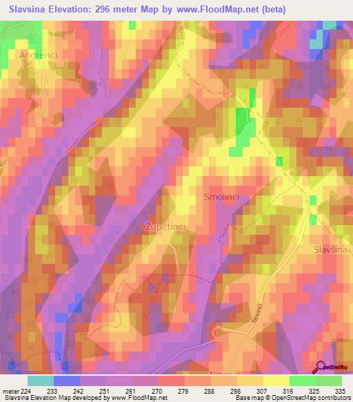 Slavsina,Slovenia Elevation Map