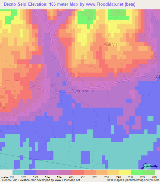 Decno Selo,Slovenia Elevation Map