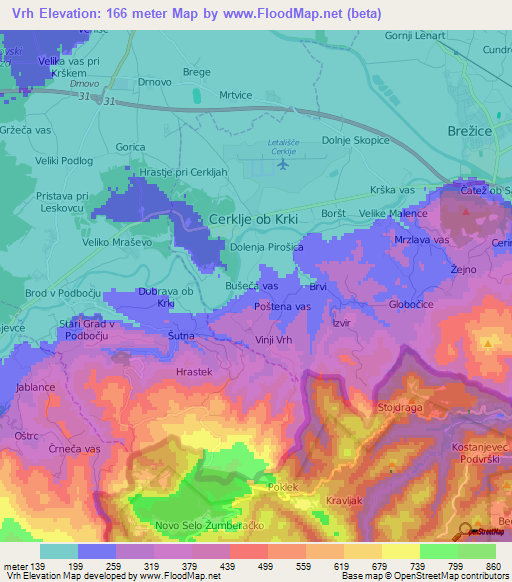 Vrh,Slovenia Elevation Map