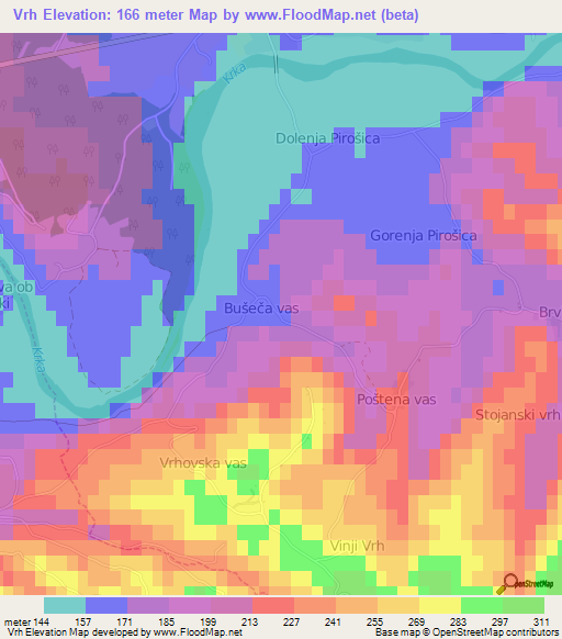 Vrh,Slovenia Elevation Map