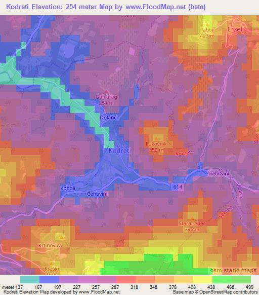 Kodreti,Slovenia Elevation Map