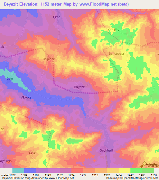 Beyazit,Turkey Elevation Map