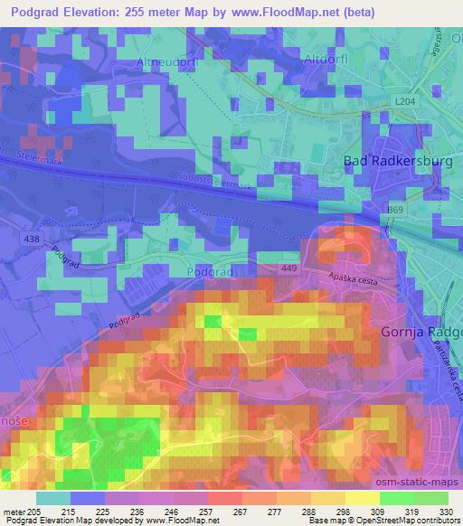 Podgrad,Slovenia Elevation Map