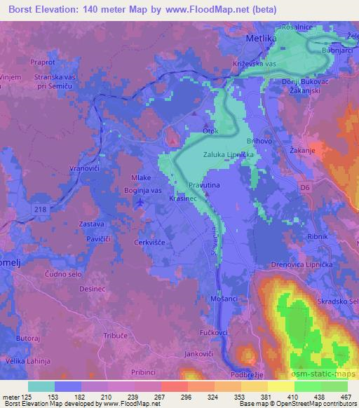 Borst,Slovenia Elevation Map