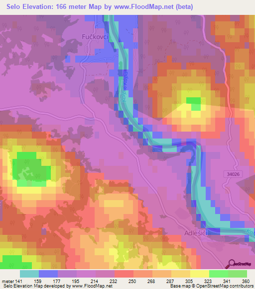 Selo,Slovenia Elevation Map