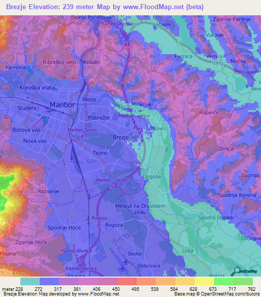 Brezje,Slovenia Elevation Map