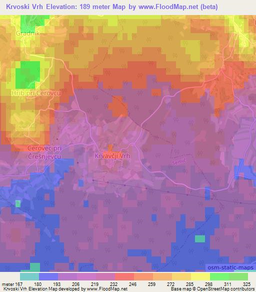 Krvoski Vrh,Slovenia Elevation Map