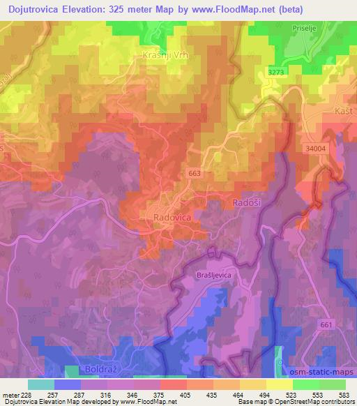 Dojutrovica,Slovenia Elevation Map