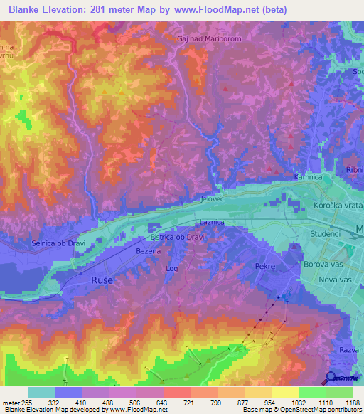 Blanke,Slovenia Elevation Map