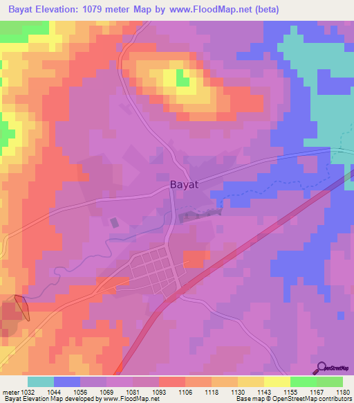 Bayat,Turkey Elevation Map