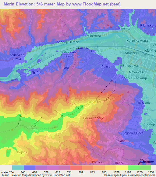 Marin,Slovenia Elevation Map