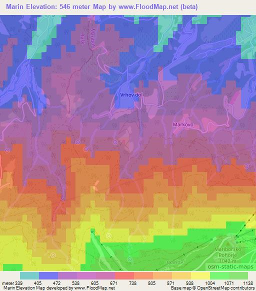 Marin,Slovenia Elevation Map