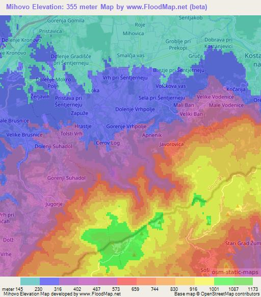 Mihovo,Slovenia Elevation Map