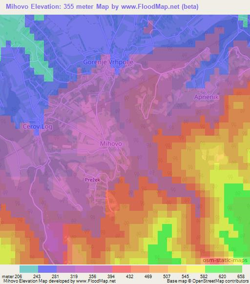 Mihovo,Slovenia Elevation Map