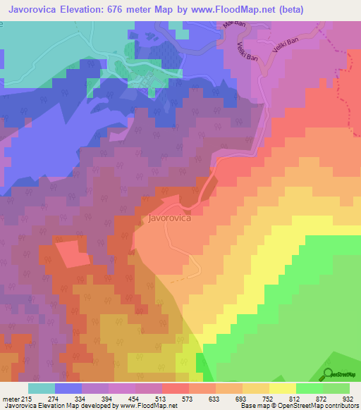 Javorovica,Slovenia Elevation Map