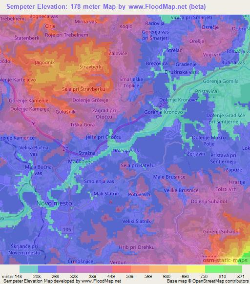 Sempeter,Slovenia Elevation Map