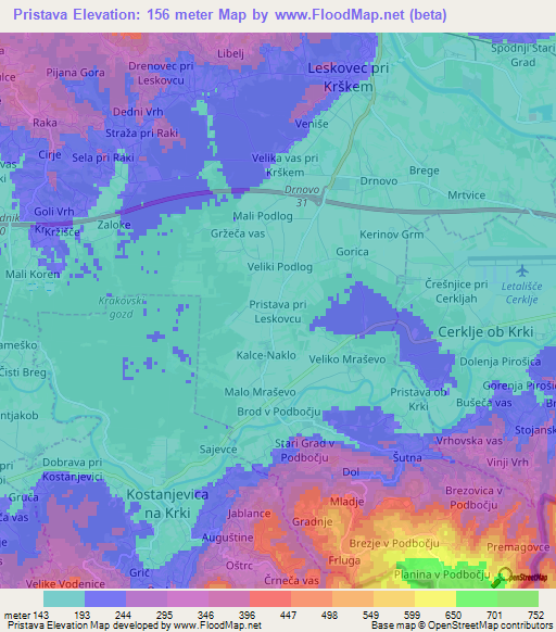 Pristava,Slovenia Elevation Map