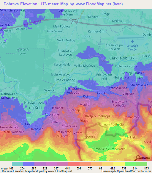 Dobrava,Slovenia Elevation Map