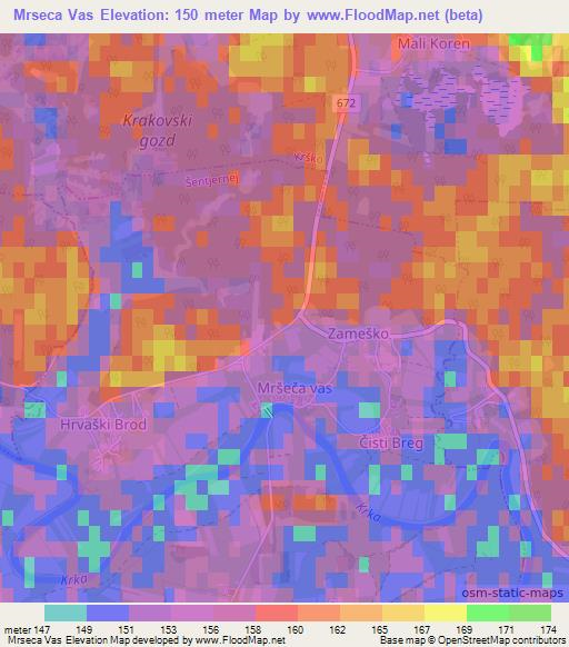 Mrseca Vas,Slovenia Elevation Map