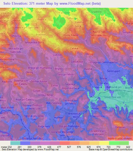 Selo,Slovenia Elevation Map