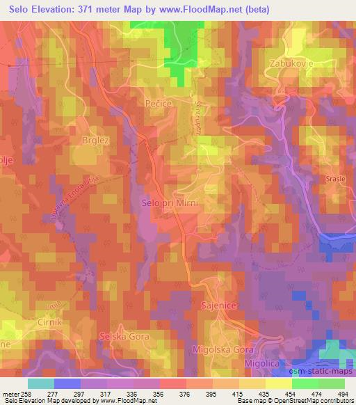 Selo,Slovenia Elevation Map