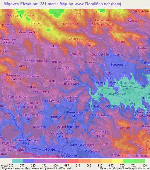 Mlgovca,Slovenia Elevation Map