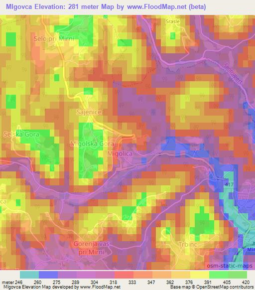 Mlgovca,Slovenia Elevation Map