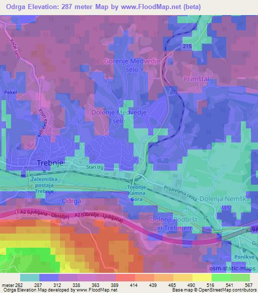 Odrga,Slovenia Elevation Map