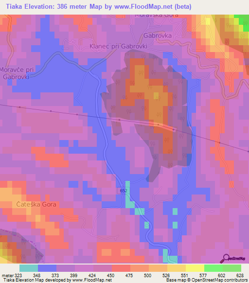 Tiaka,Slovenia Elevation Map