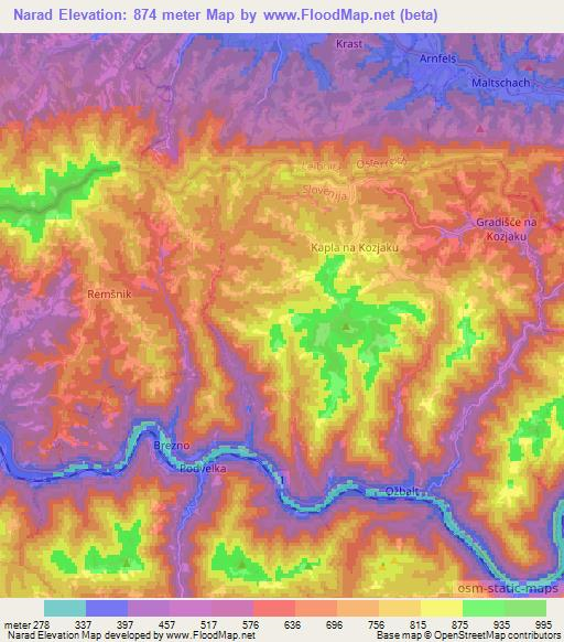 Narad,Slovenia Elevation Map