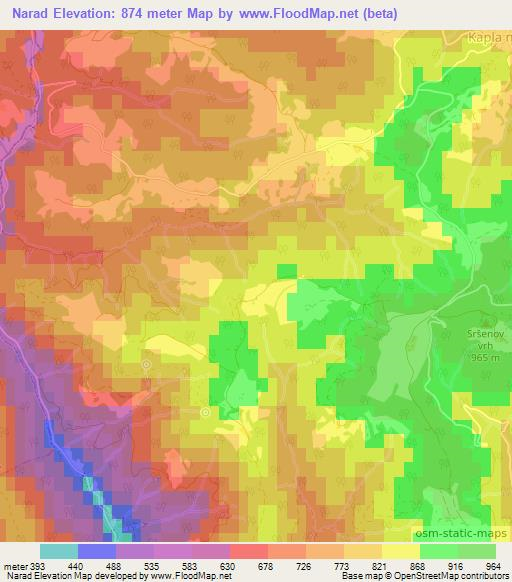 Narad,Slovenia Elevation Map