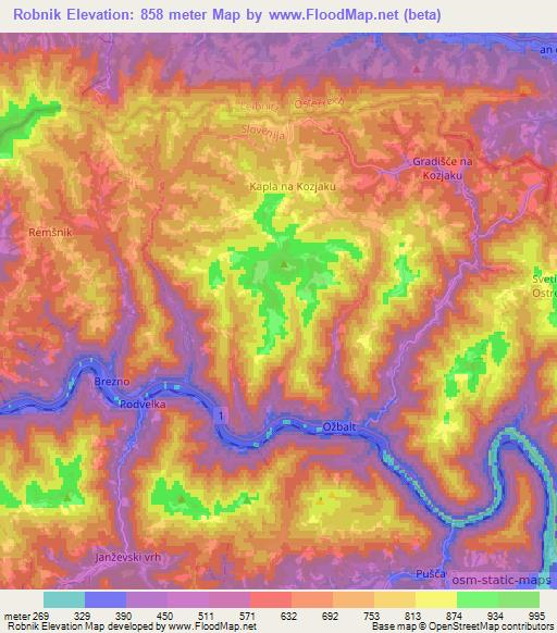 Robnik,Slovenia Elevation Map