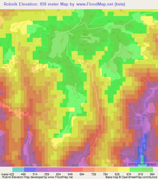 Robnik,Slovenia Elevation Map