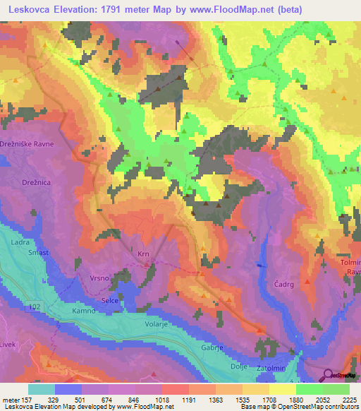 Leskovca,Slovenia Elevation Map