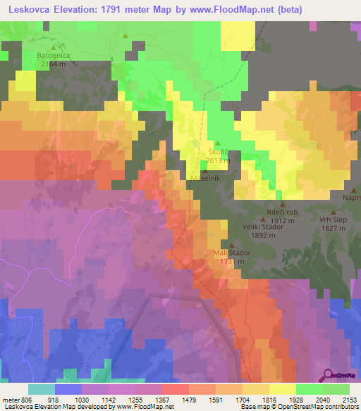 Leskovca,Slovenia Elevation Map