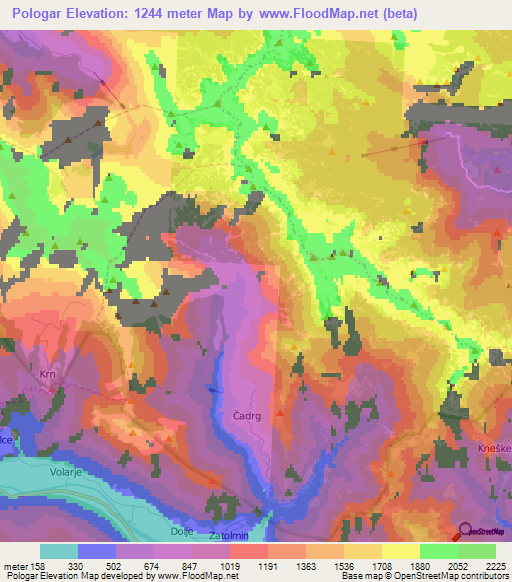 Pologar,Slovenia Elevation Map