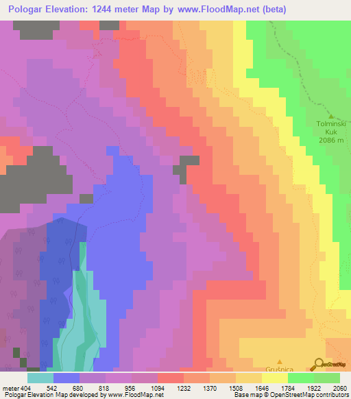 Pologar,Slovenia Elevation Map