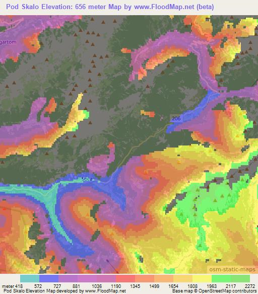 Pod Skalo,Slovenia Elevation Map