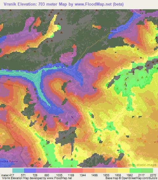 Vrsnik,Slovenia Elevation Map