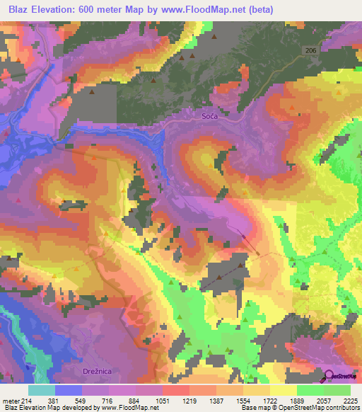 Blaz,Slovenia Elevation Map