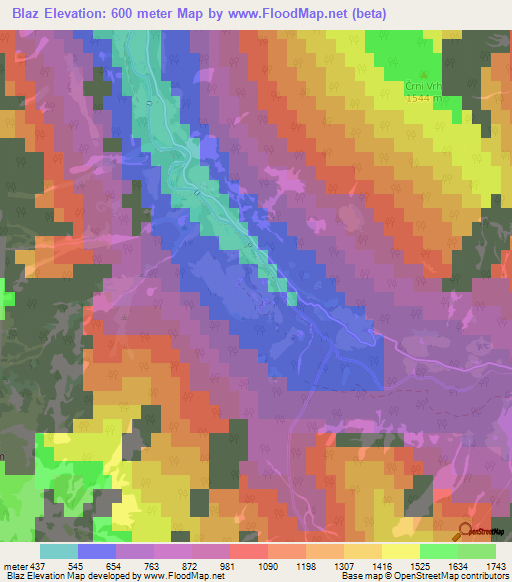 Blaz,Slovenia Elevation Map