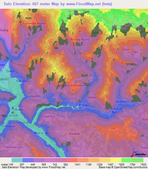 Selo,Slovenia Elevation Map