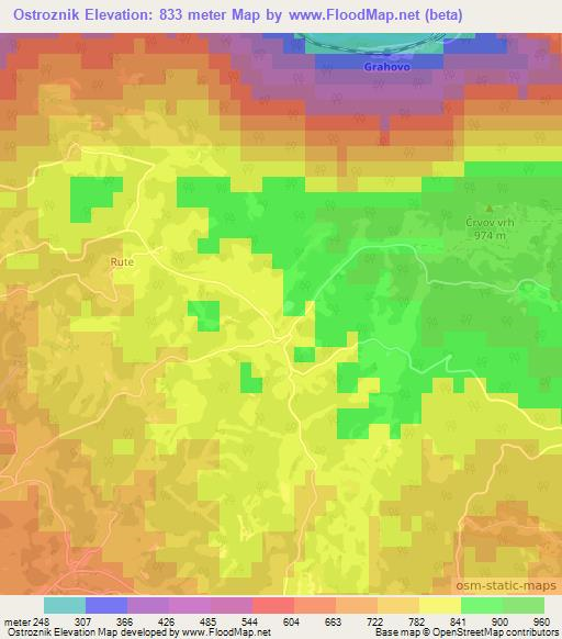 Ostroznik,Slovenia Elevation Map