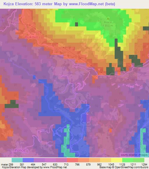 Kojca,Slovenia Elevation Map