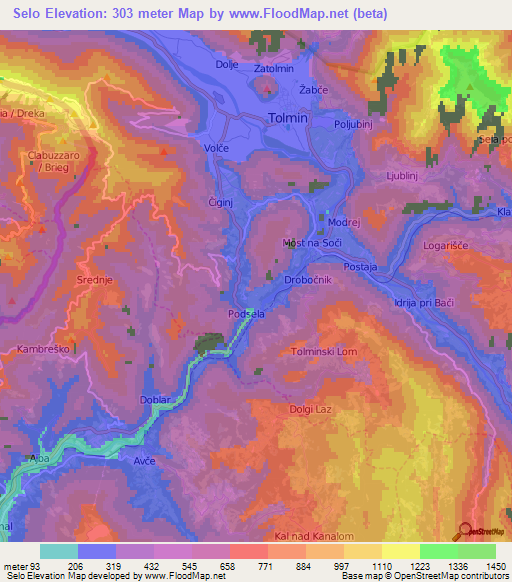 Selo,Slovenia Elevation Map