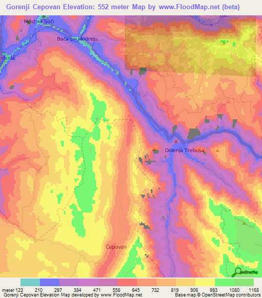 Gorenji Cepovan,Slovenia Elevation Map