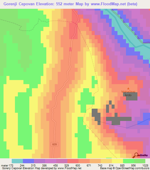 Gorenji Cepovan,Slovenia Elevation Map