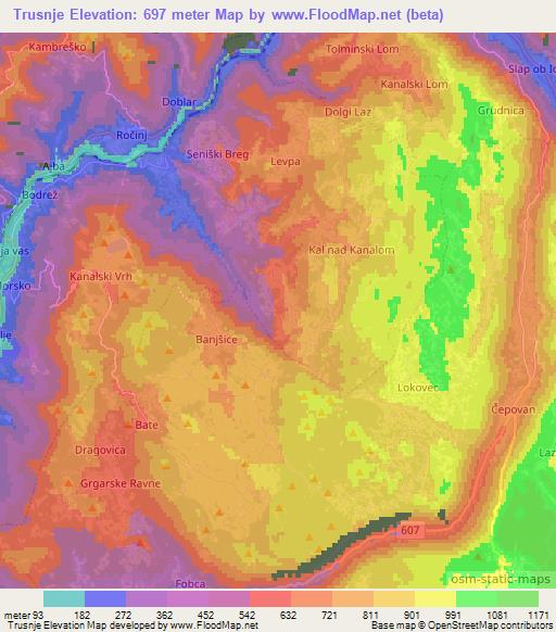 Trusnje,Slovenia Elevation Map